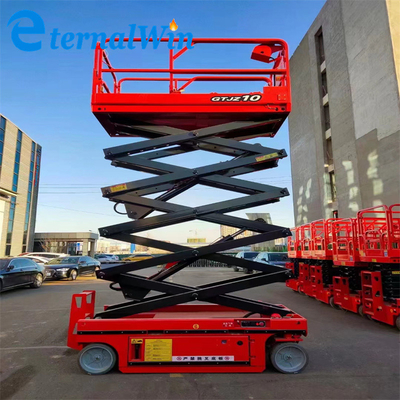 10m Lifthoogte 350kg Rood Elektrisch Accu Scheren Lift Platform