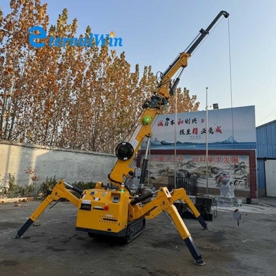 Geel kleur Motor Type 3ton Constructie Mini Spider Crane Met Fly Jib