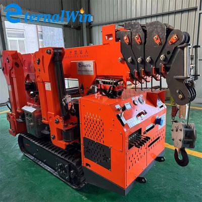 Gele Mini Spider Crawler Crane met staal en telescopische boom