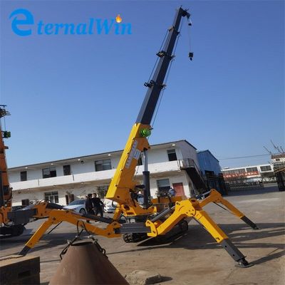 Gele Spider Crawler Kraan 1,2 Ton Elektrisch en Diesel Aangedreven Spider Kraan