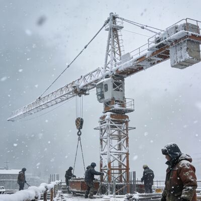 Aangepaste torenkraan met zwenken van 0-0,64 tpm en hijsen van 80 40 m/min, ontworpen voor zware lasten